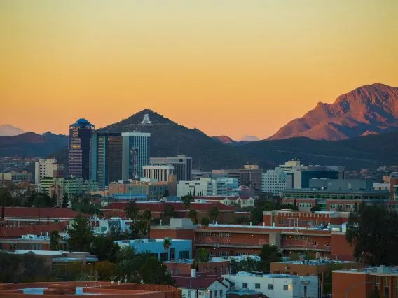 UArizona campus and A Mountain at sunset