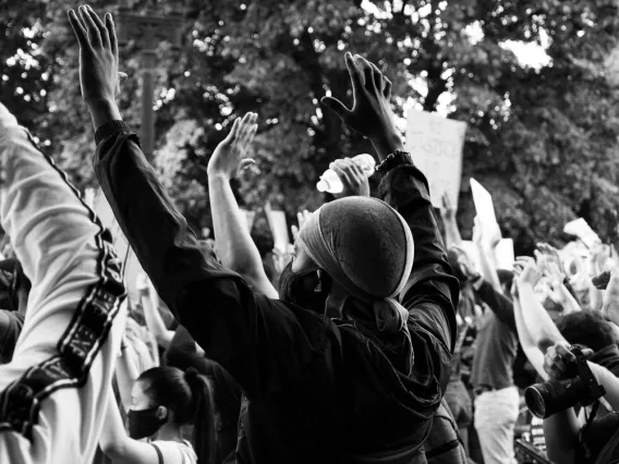 Protesters at a Black Lives Matter event in Washington, DC