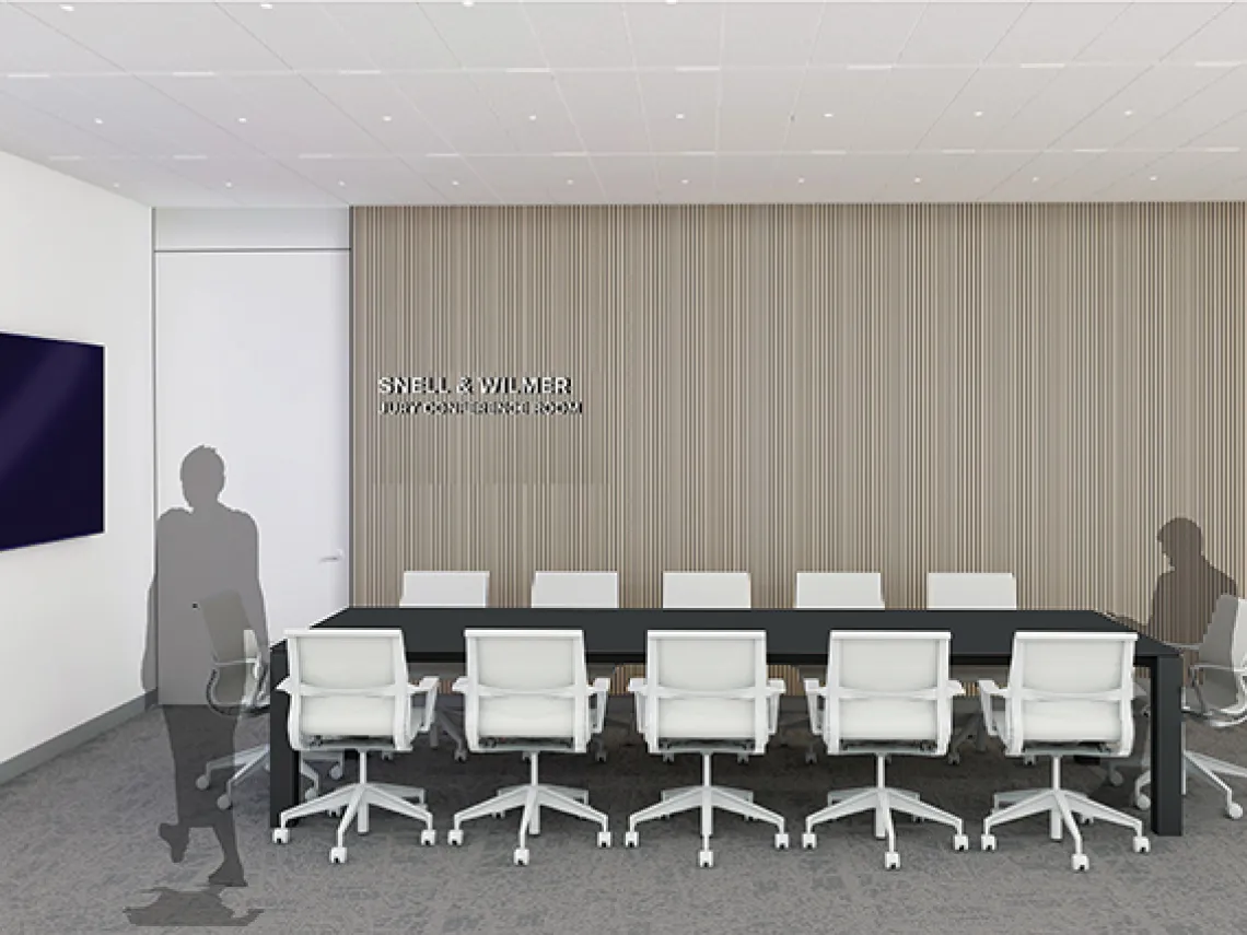 Rendering of future Snell & Wilmer Jury Conference Room at Arizona Law