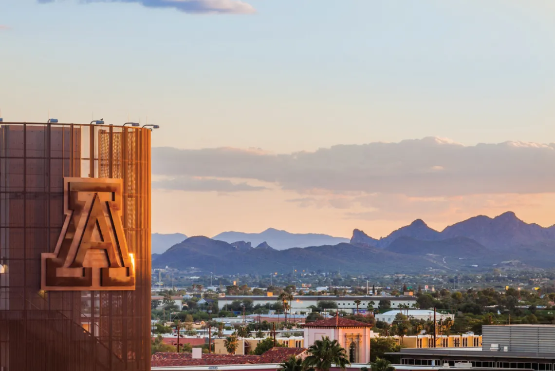 University of Arizona football stadium at sunset